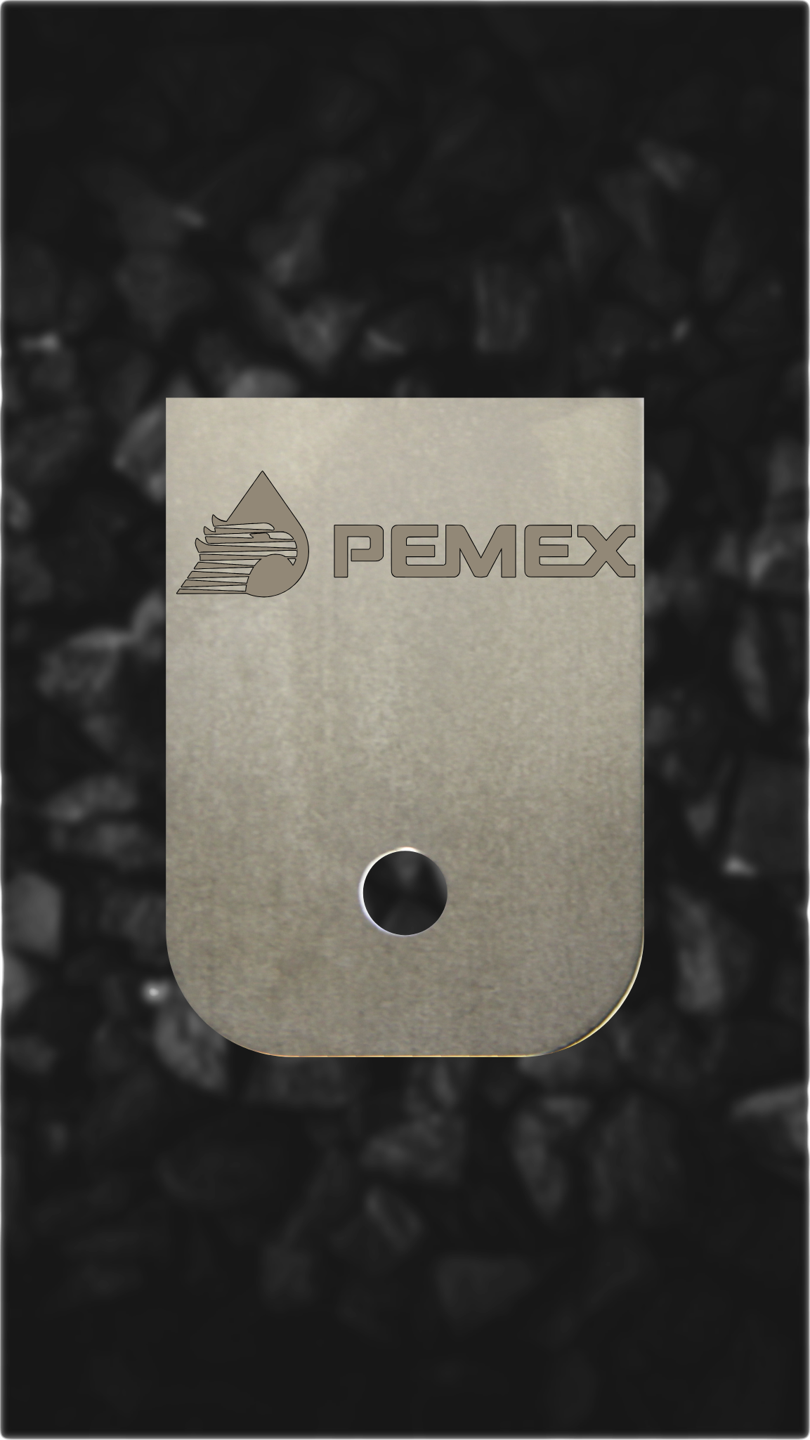 Titanium Glock back plate Pemex logo laser-engraved Glock magazine plate