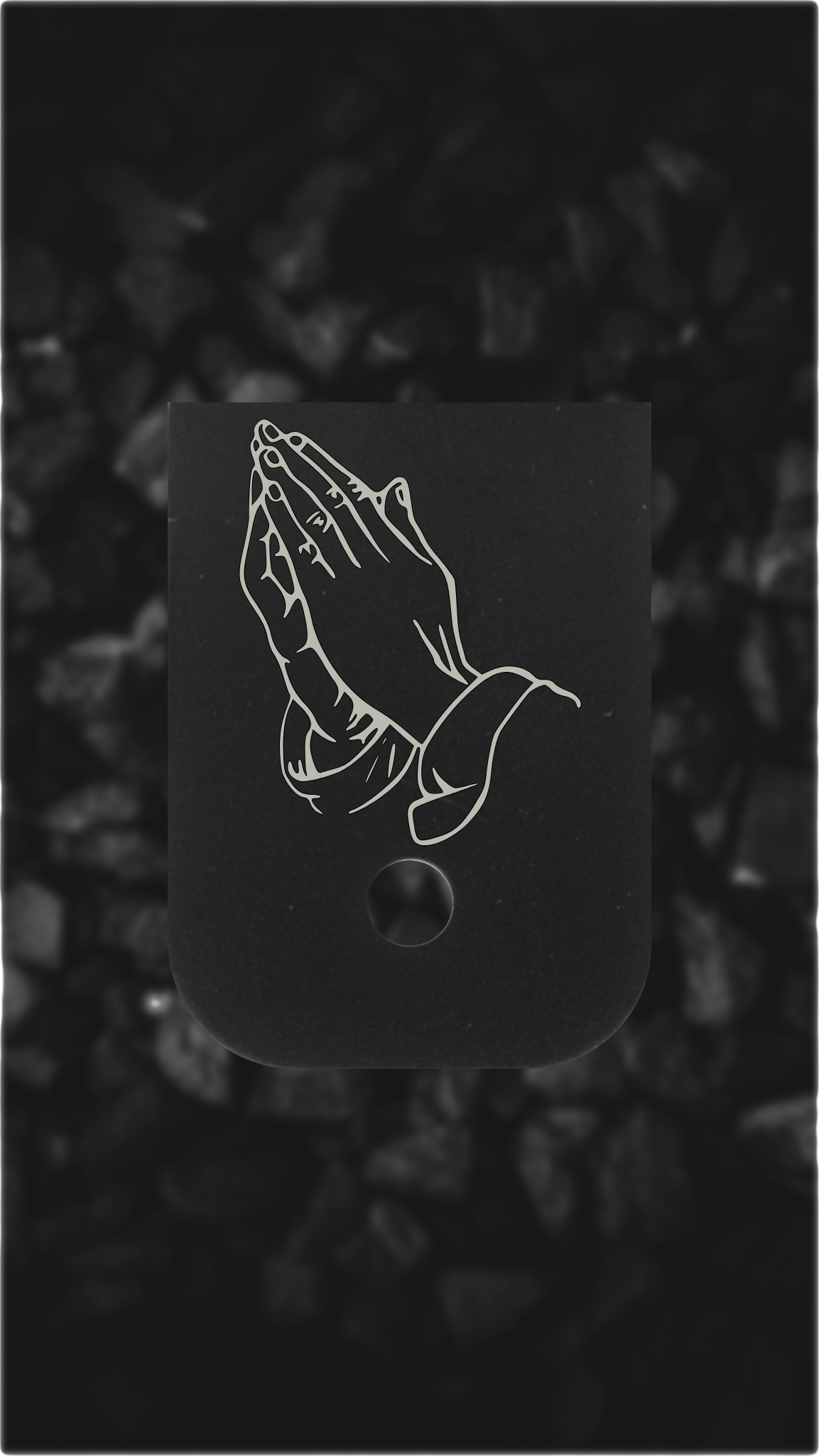 Black Aluminum Glock back plate Praying hands engraving on Glock magazine base plate
