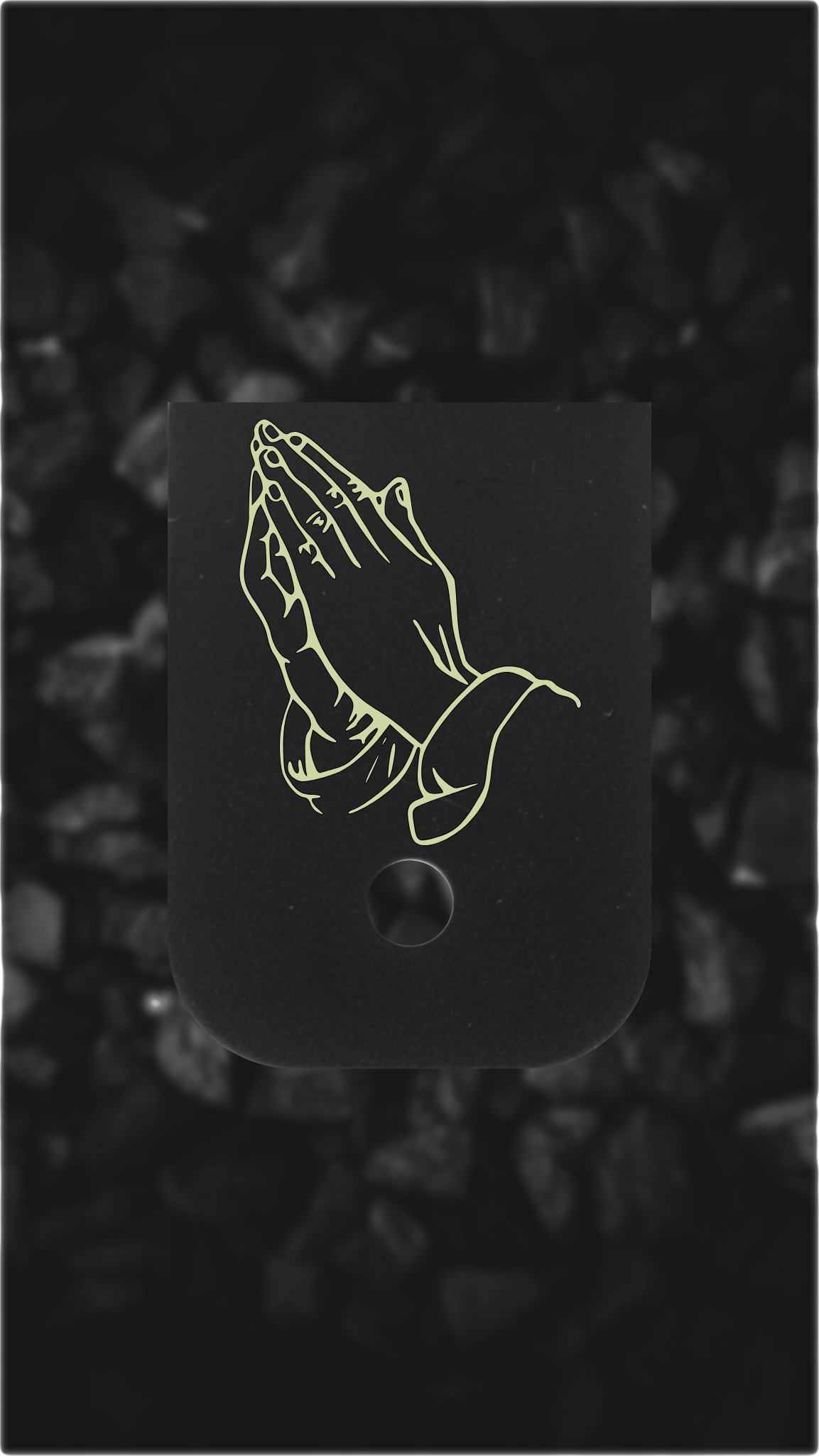 Black Brass Glock back plate Praying hands engraving on Glock magazine base plate