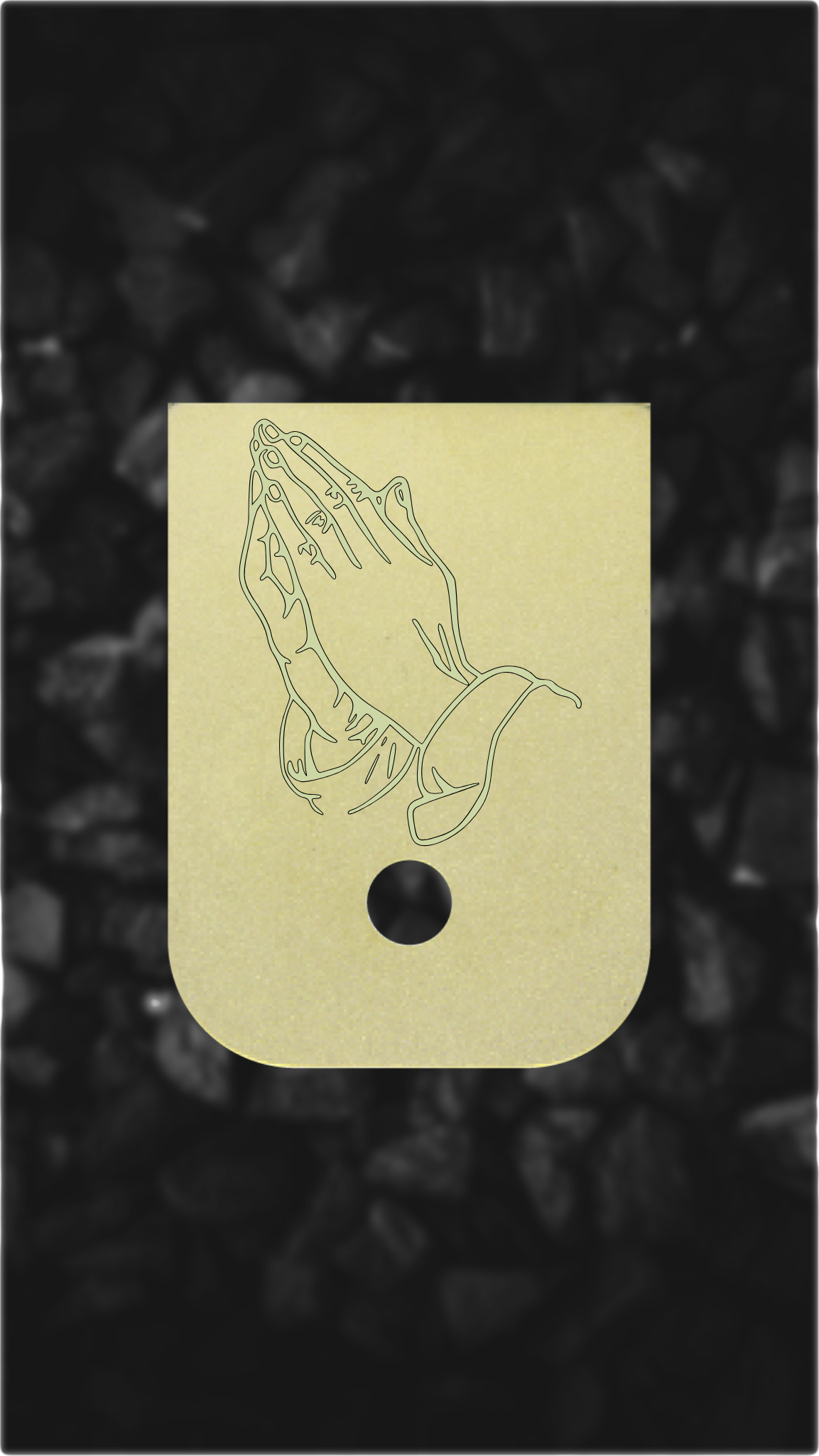 Brass Glock back plate Praying hands engraving on Glock magazine base plate