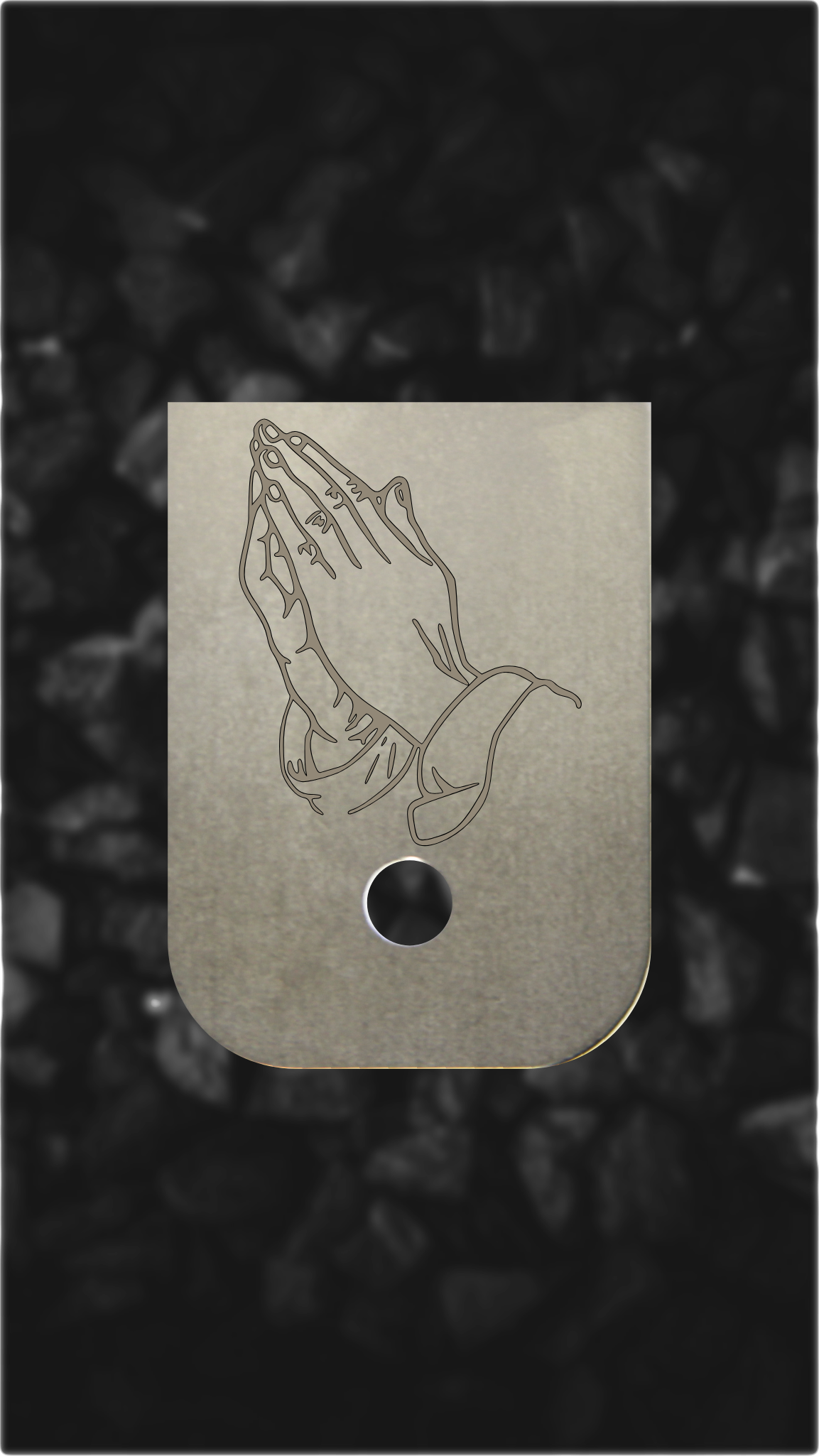 Titanium Glock back plate Praying hands engraving on Glock magazine base plate